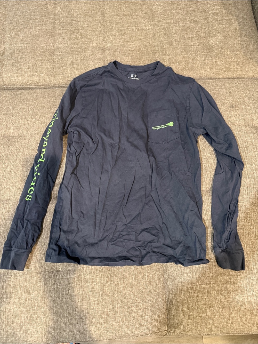 Vineyard Vines LAX Long-Sleeve Pocket Tee - Navy with Lime Logo